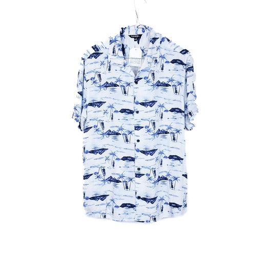 VIN-SHI-31845 Vintage πουκάμισο rayon hawaiian print Μ