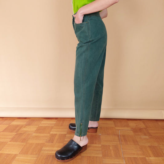 VIN-TR-24802 Vintage παντελόνι denim ψηλόμεσο πράσινο M