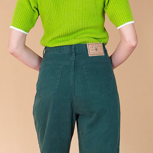 VIN-TR-24803 Vintage παντελόνι denim ψηλόμεσο πράσινο L