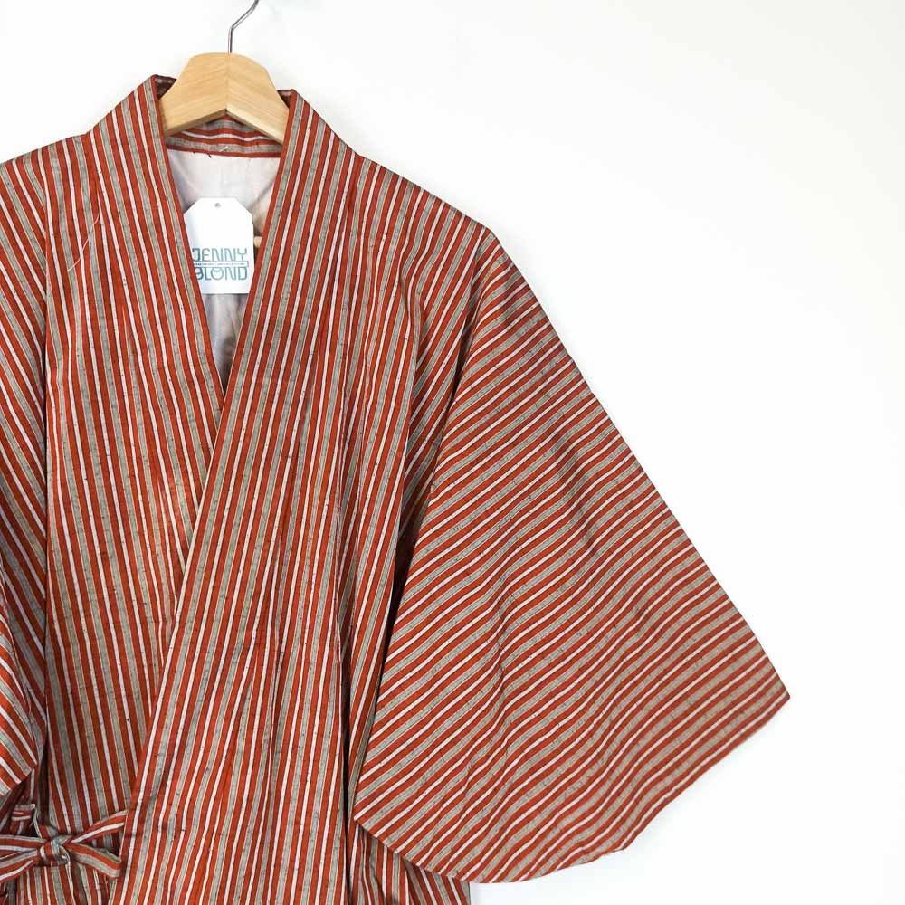 VIN-JAP-25457 Vintage ιαπωνικό haori αυθεντικό ριγέ Free size