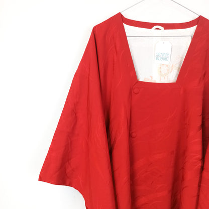 VIN-JAP-25546 Vintage ιαπωνικό haori αυθεντικό κόκκινο Free size