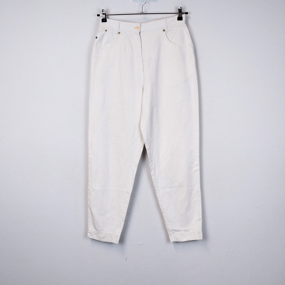 VIN-TR-34323 Vintage ψηλόμεσο λευκό παντελόνι M-L