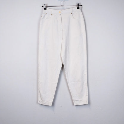 VIN-TR-34323 Vintage ψηλόμεσο λευκό παντελόνι M-L