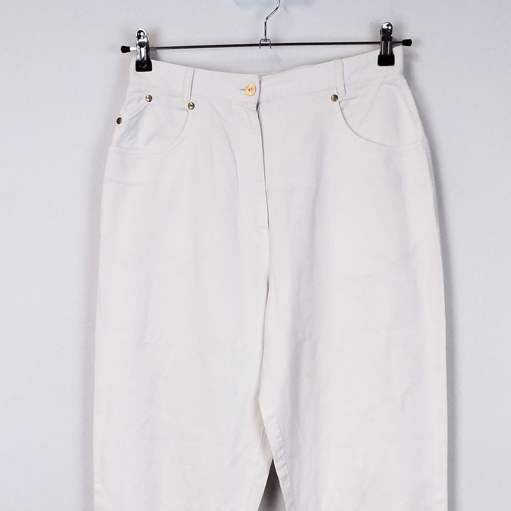 VIN-TR-34323 Vintage ψηλόμεσο λευκό παντελόνι M-L