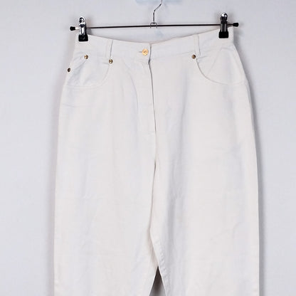 VIN-TR-34323 Vintage ψηλόμεσο λευκό παντελόνι M-L