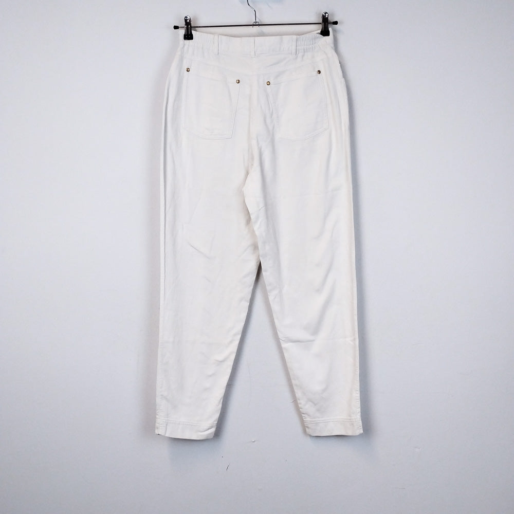 VIN-TR-34323 Vintage ψηλόμεσο λευκό παντελόνι M-L