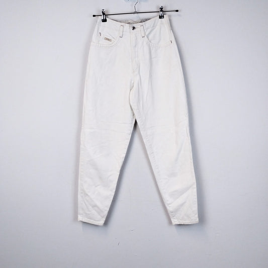 VIN-TR-34324 Vintage ψηλόμεσο τζιν λευκό παντελόνι XS