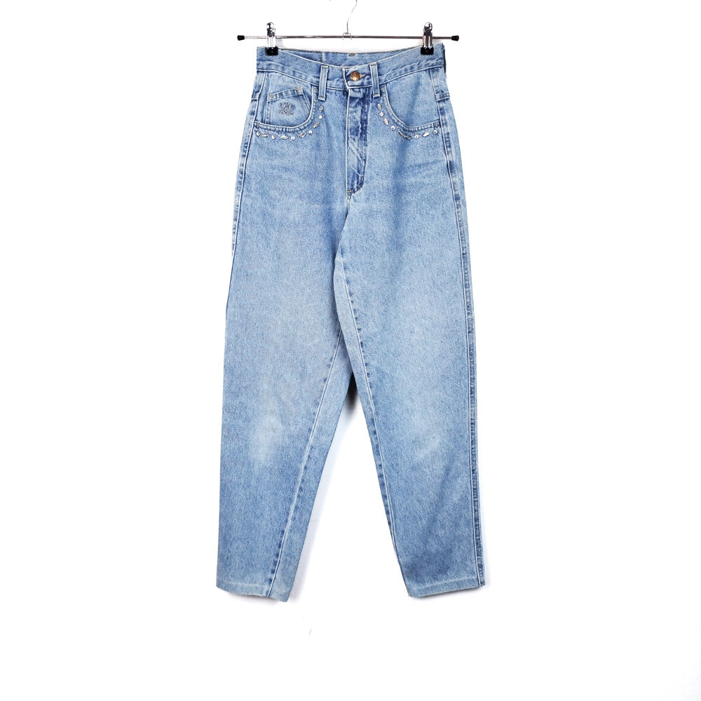VIN-TR-32595 Vintage denim ψηλόμεσο παντελόνι S
