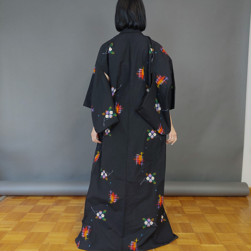 VIN-JAP-26420 Vintage ιαπωνικό κιμονό αυθεντικό μαύρο Free size