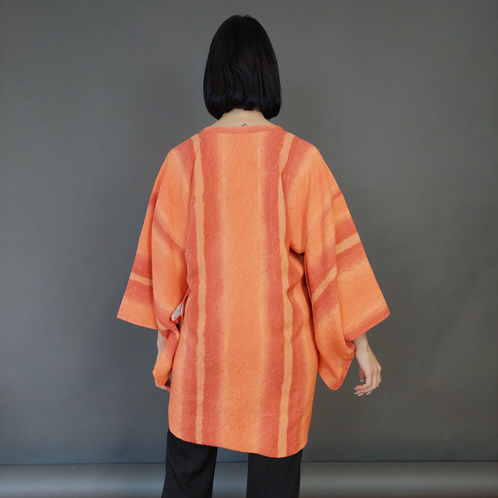 VIN-JAP-26386 Vintage ιαπωνικό haori αυθεντικό πορτοκαλί Free size