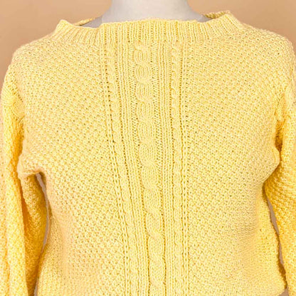 VIN-KNIT-35755 Vintage πλεκτή κροπ κίτρινη μπλούζα 90's S-M
