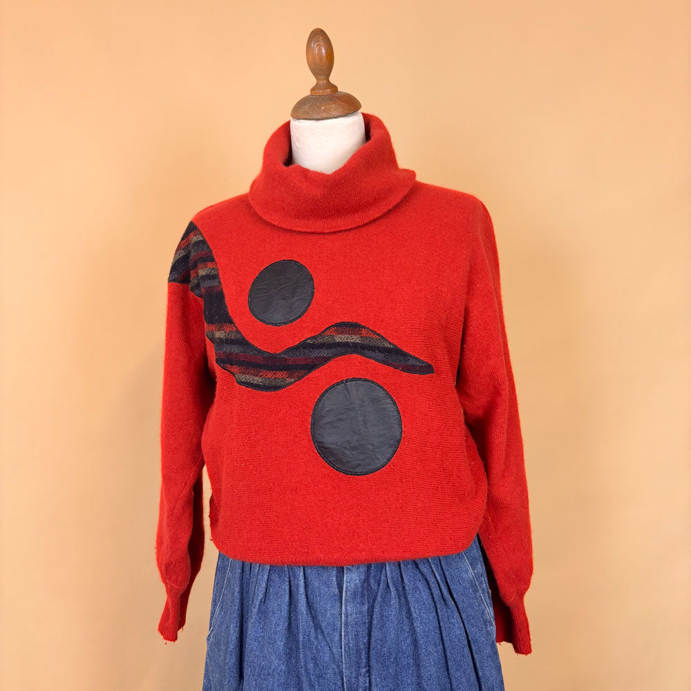 VIN-KNIT-35693 Vintage πλεκτή μοχέρ μπλούζα Pierre Cardin 90's style M