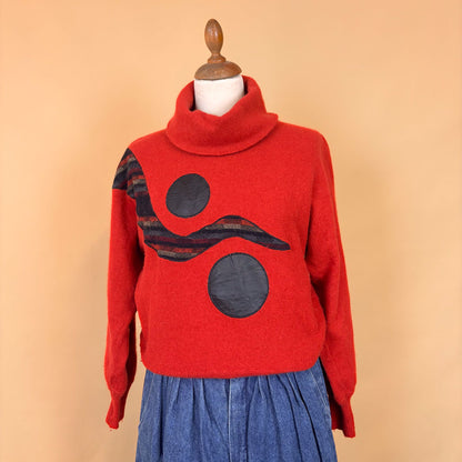 VIN-KNIT-35693 Vintage πλεκτή μοχέρ μπλούζα Pierre Cardin 90's style M