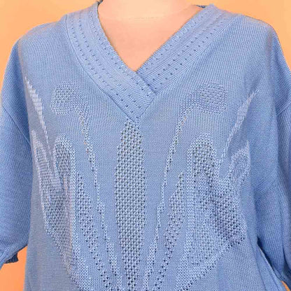 VIN-KNIT-35692 Vintage πλεκτή μπλούζα γαλάζια 90's style XL