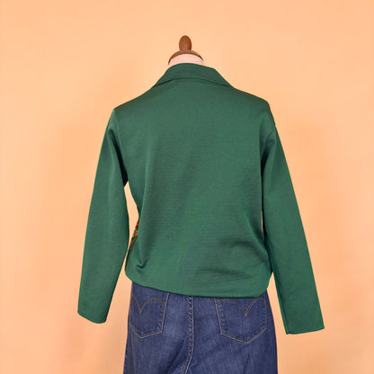 VIN-KNIT-35690 Vintage πλεκτή ζακέτα πράσινη 90's style M