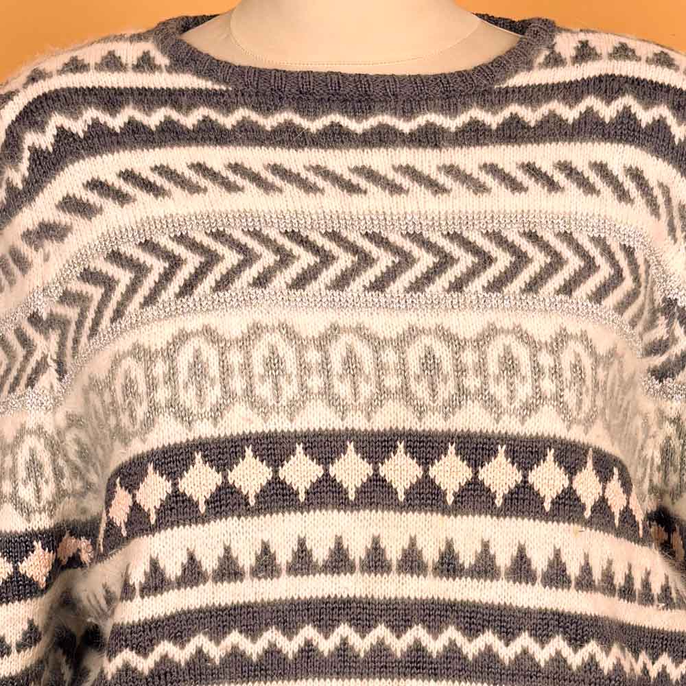 VIN-KNIT-35745 Vintage πλεκτή μπλούζα με μοχέρ 80's style L