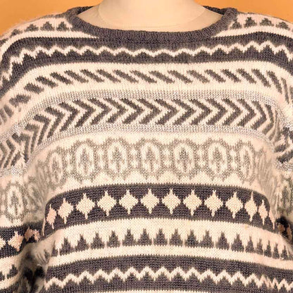VIN-KNIT-35745 Vintage πλεκτή μπλούζα με μοχέρ 80's style L