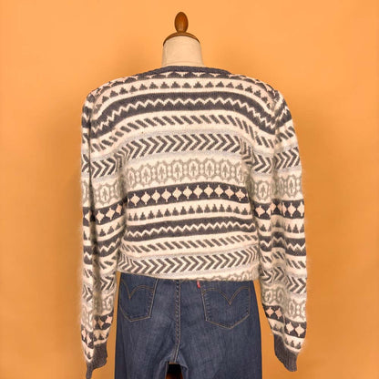 VIN-KNIT-35745 Vintage πλεκτή μπλούζα με μοχέρ 80's style L
