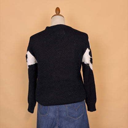 VIN-KNIT-35739 Vintage πλεκτή μπλούζα με κεντήματα M