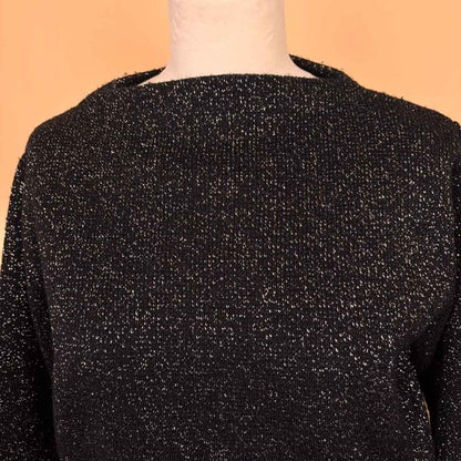 VIN-KNIT-35737 Vintage πλεκτή μπλούζα μαύρη lurex 90's M