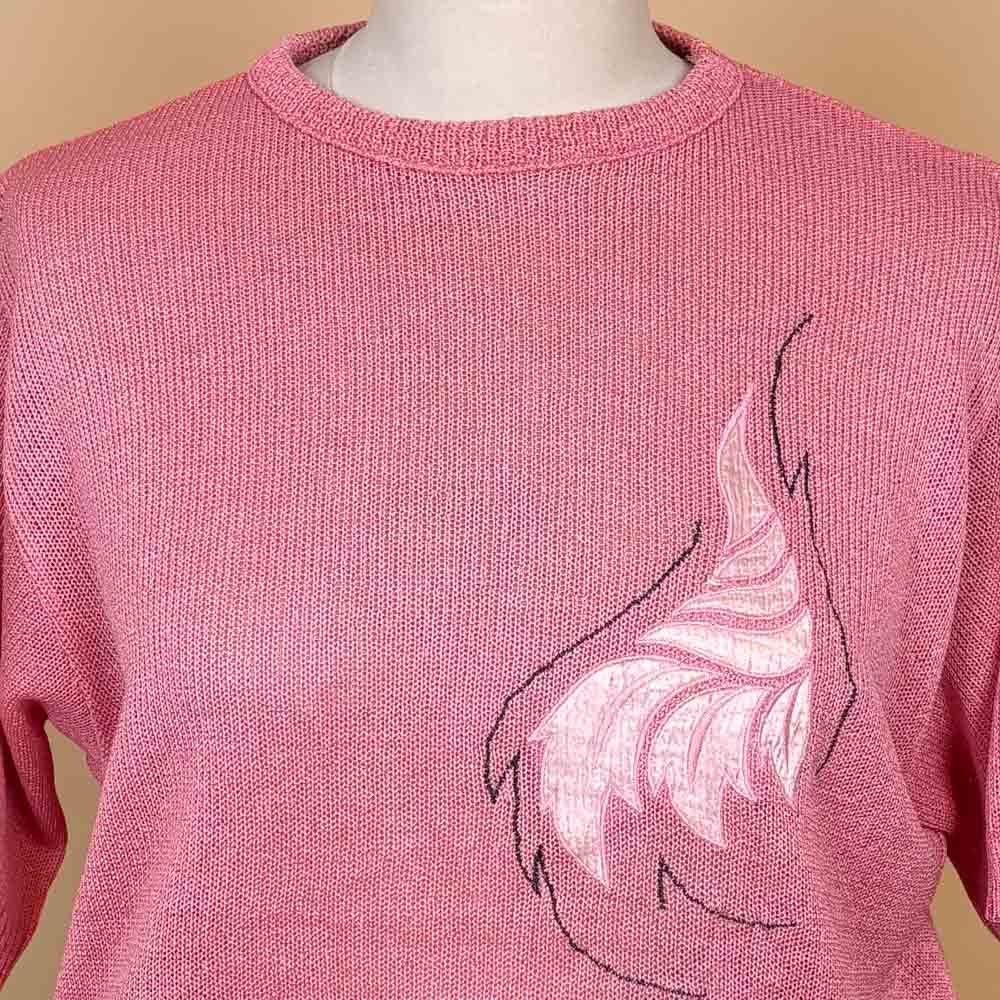 VIN-KNIT-35736 Vintage πλεκτή μπλούζα ροζ 90's style S-M