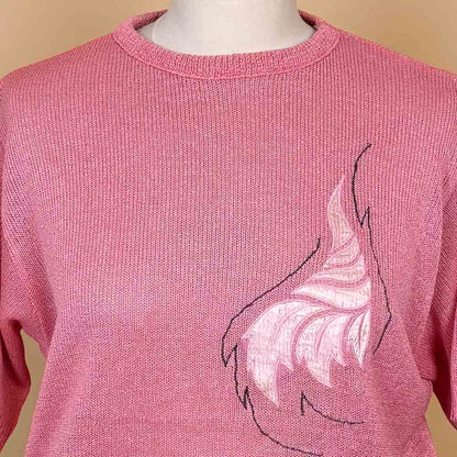 VIN-KNIT-35736 Vintage πλεκτή μπλούζα ροζ 90's style S-M
