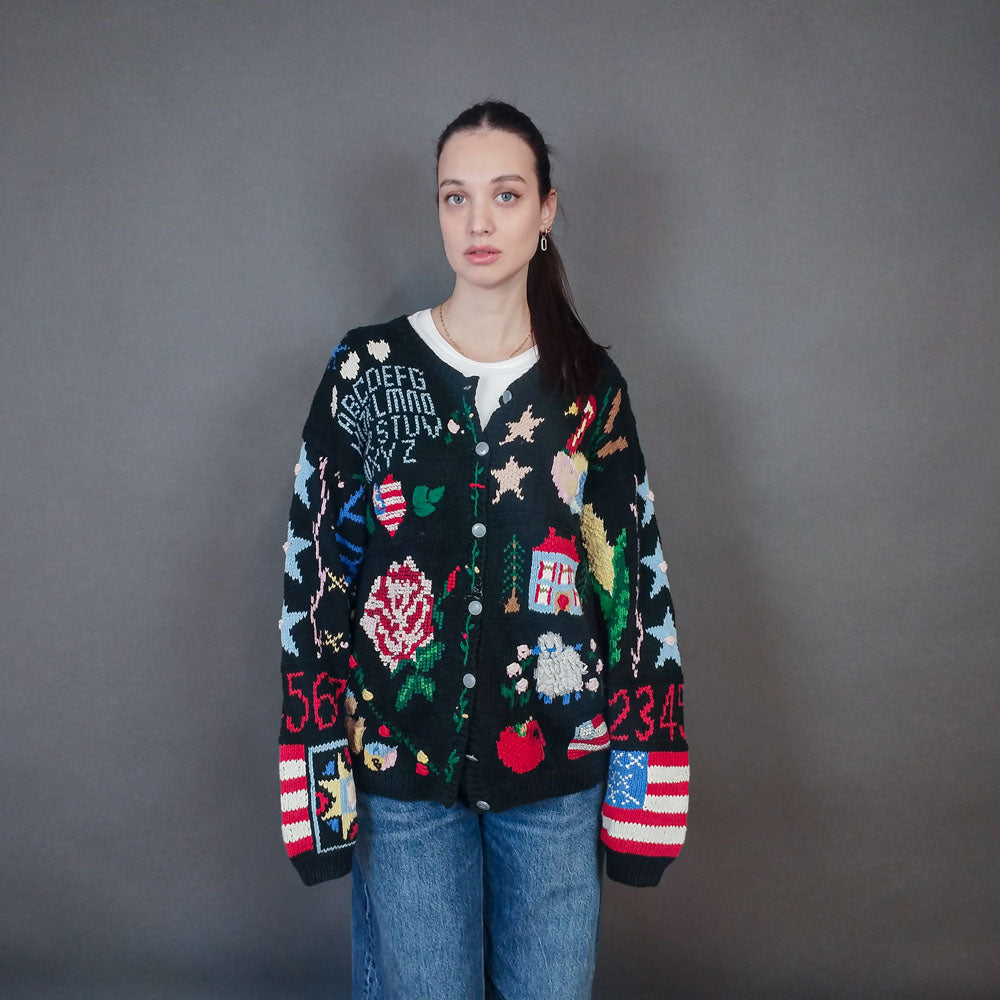 VIN-KNIT-33436 Vintage πλεκτή ζακέτα M