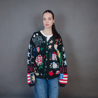 VIN-KNIT-33436 Vintage πλεκτή ζακέτα M