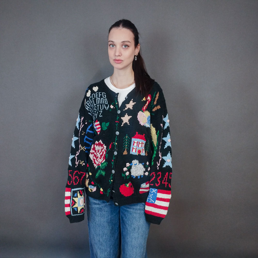 VIN-KNIT-33436 Vintage πλεκτή ζακέτα M