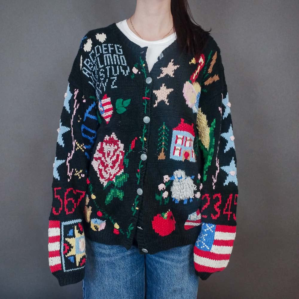 VIN-KNIT-33436 Vintage πλεκτή ζακέτα M