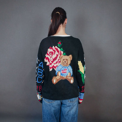 VIN-KNIT-33436 Vintage πλεκτή ζακέτα M