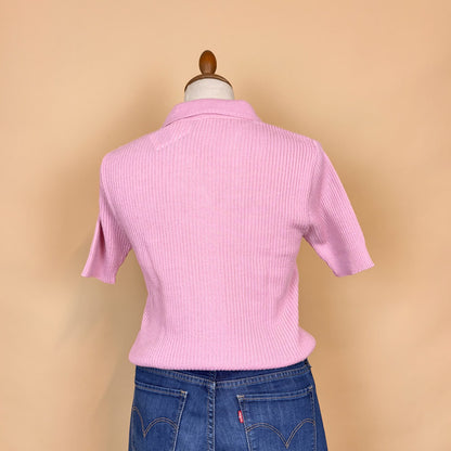 VIN-KNIT-35735 Vintage πλεκτή μπλούζα ροζ 90's style S