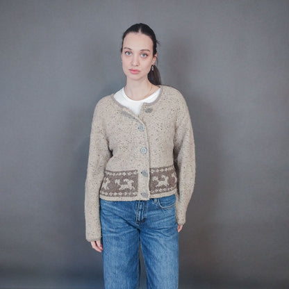 VIN-KNIT-33435 Vintage πλεκτή μάλλινη ζακέτα M