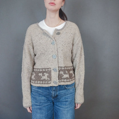 VIN-KNIT-33435 Vintage πλεκτή μάλλινη ζακέτα M