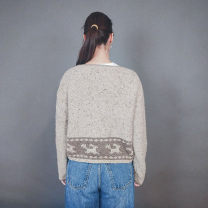 VIN-KNIT-33435 Vintage πλεκτή μάλλινη ζακέτα M