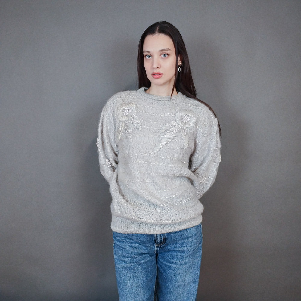 VIN-KNIT-33434 Vintage μοχέρ μάλλινη μπλούζα M-L