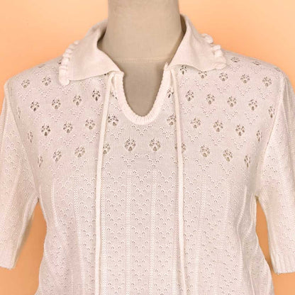 VIN-KNIT-35694 Vintage πλεκτή μπλούζα κρεμ 90's style S