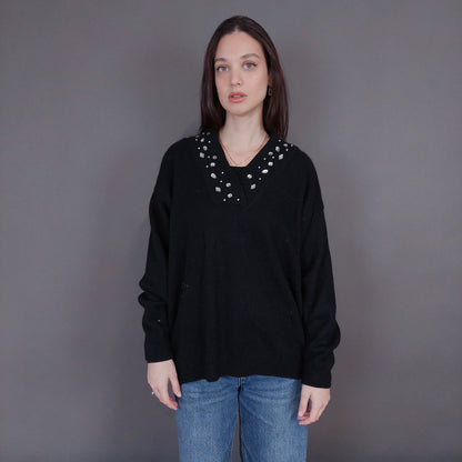 VIN-KNIT-33258 Vintage πλεκτή μπλούζα μάλλινη L