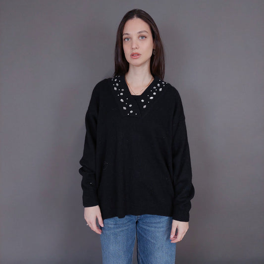 VIN-KNIT-33258 Vintage πλεκτή μπλούζα μάλλινη L