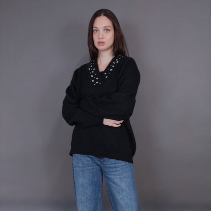 VIN-KNIT-33258 Vintage πλεκτή μπλούζα μάλλινη L