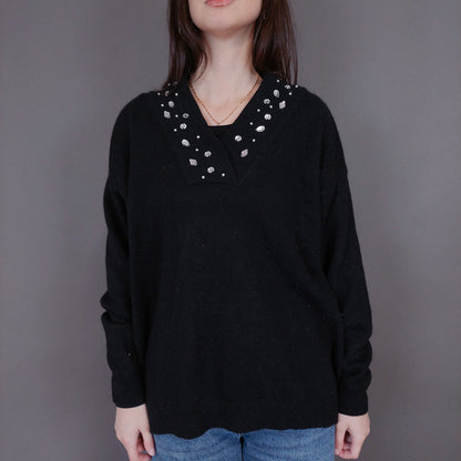 VIN-KNIT-33258 Vintage πλεκτή μπλούζα μάλλινη L