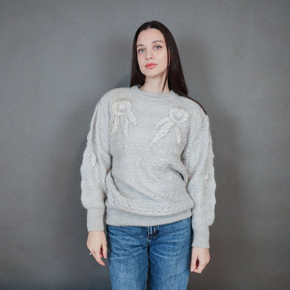 VIN-KNIT-33434 Vintage μοχέρ μάλλινη μπλούζα M-L