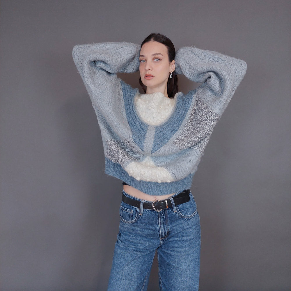 VIN-KNIT-3326 Vintage πλεκτή μπλούζα L