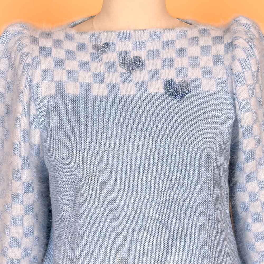 VIN-KNIT-35749 Vintage πλεκτή μπλούζα με μοχέρ λεπτομέρειες 90's M