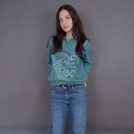 VIN-KNIT-33255 Vintage πλεκτή μπλούζα S