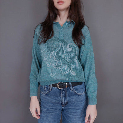 VIN-KNIT-33255 Vintage πλεκτή μπλούζα S