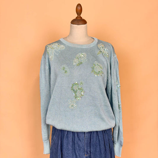 VIN-KNIT-35747 Vintage πλεκτή μπλούζα 90's style M-L