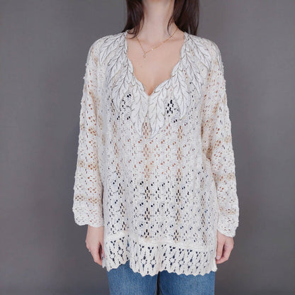 VIN-KNIT-33254 Vintage πλεκτή μπλούζα L-XL