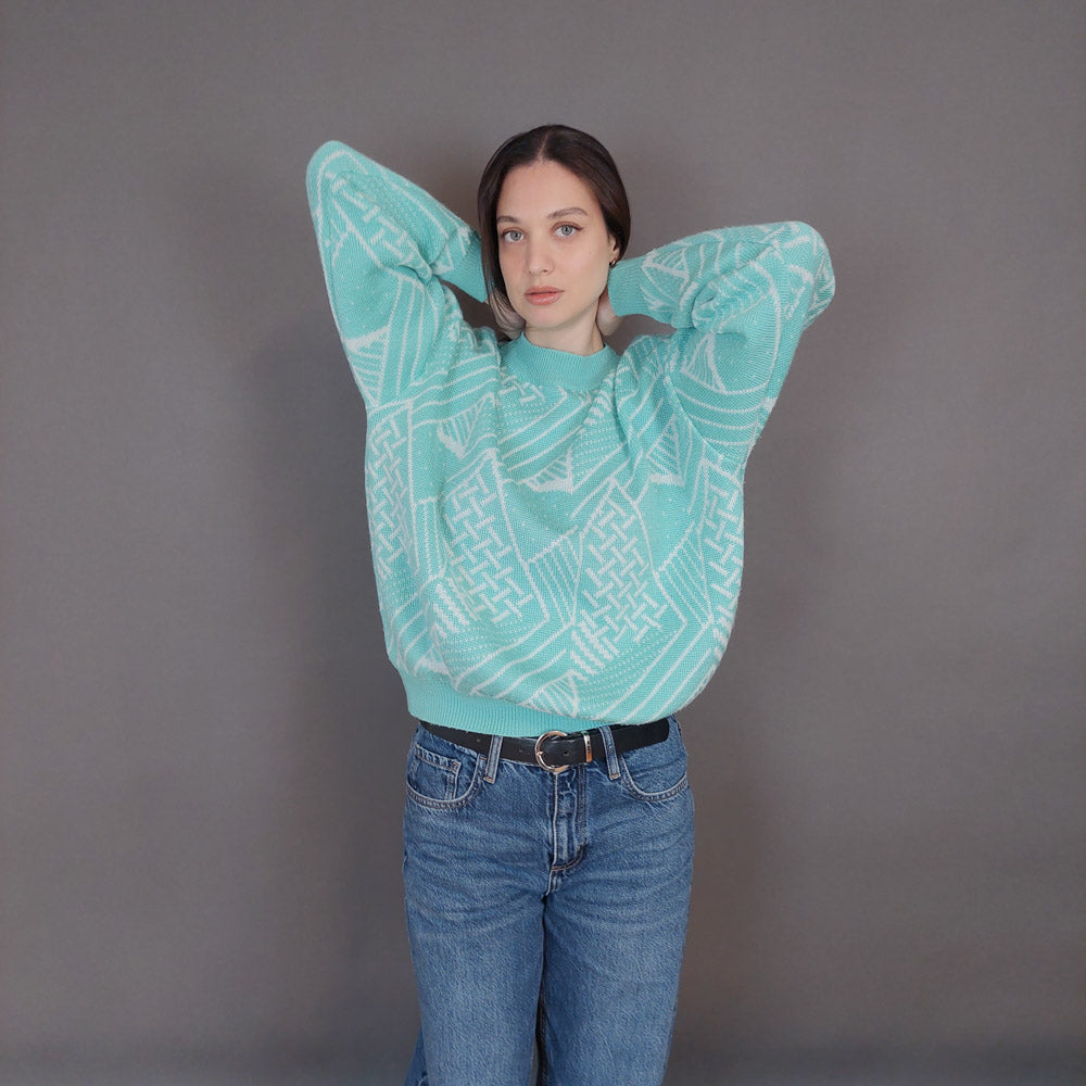 VIN-KNIT-33252 Vintage πλεκτή μπλούζα Μ