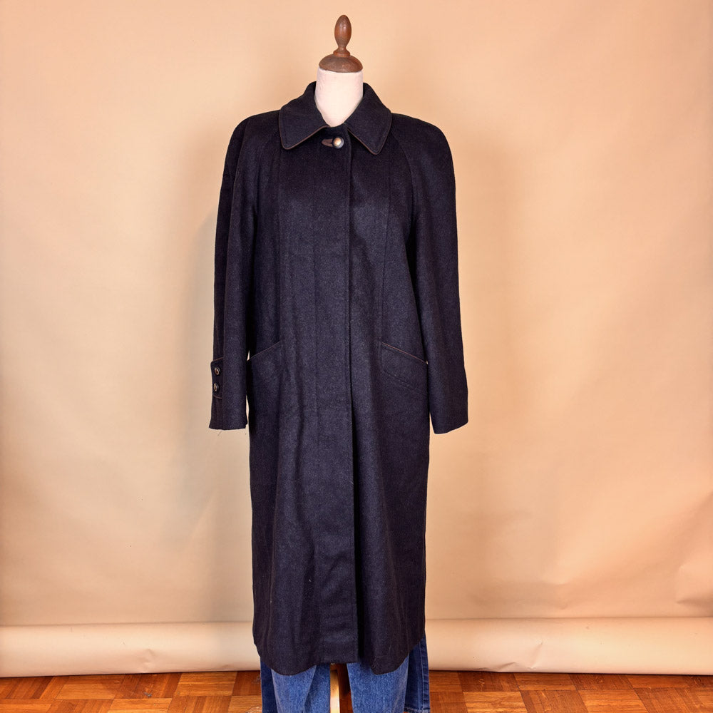 VIN-OUTW-35757 Vintage παλτό μάλλινο γκρι alpaca γκρι L-XL